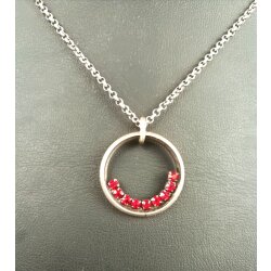 Ring Pendant Necklace with coloured crystal border