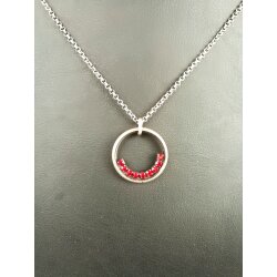 Ring Pendant Necklace with coloured crystal border