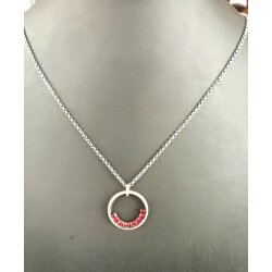 Ring Pendant Necklace with coloured crystal border