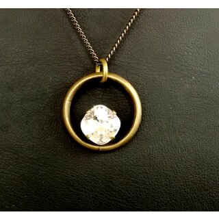 Ring Pendant Necklace with Cushion Square Swarovski Crystal