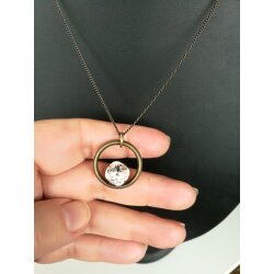 Ring Pendant Necklace with Cushion Square Swarovski Crystal