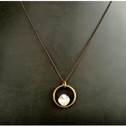 Ring Pendant Necklace with Cushion Square Swarovski Crystal