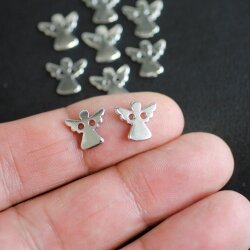 30 angel charms connector, Guardian Angel Connector for macrame bracelet, guardian angel - Rhodium