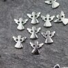 30 angel charms connector, Guardian Angel Connector for macrame bracelet, guardian angel - Rhodium