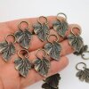 10 Leaf charms, Antique Bronze Artisan Pendant, Leaf Pendant