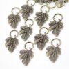 10 Leaf charms, Antique Bronze Artisan Pendant, Leaf Pendant