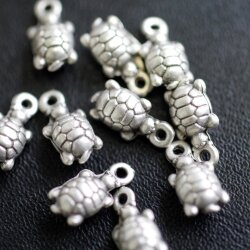 20 Little Turtle charms Pendant, Antique Silver