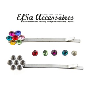 Barrette, hairslide setting for 4 mm Chatons Swarovski Crystals