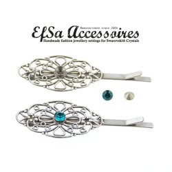 Filigree Barrette, hairslide setting for 4 mm Chatons...