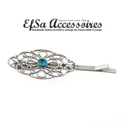 Filigree Barrette, hairslide setting for 4 mm Chatons Swarovski Crystals