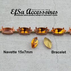 1 meter Bracelet setting for 15x7 mm Navette Swarovski Crystals