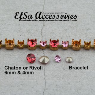 1 Meter Bracelet empty cupchain for 4 and 6 mm Chatons Swarovski Crystals