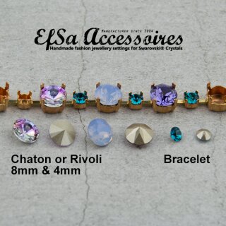 1 Meter Armband Fassung für 4 und 8 mm Chatons Swarovski Kristalle