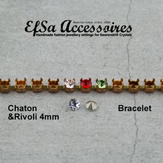 1 Meter Armband Fassung für 4 mm Chatons Swarovski Kristalle