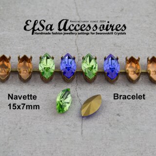 1 m Armband Fassung fr 15x7 mm Navette Swarovski Kristall