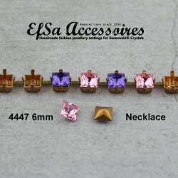 1 m Empty cupchain necklace for 6 mm Princess Square...