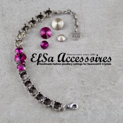 Bracelet setting for 8 and 12 mm Chatons and Rivoli Swarovski Crystals