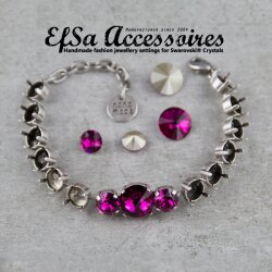 Bracelet setting for 8 and 12 mm Chatons and Rivoli Swarovski Crystals