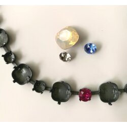 Bracelet setting for 6 mm Chatons and 10 mm Cushion Square Swarovski Crystals