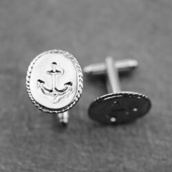 1 pair Nautical Anchor Cufflinks Rhodium