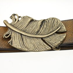 Antique Brass Belt buckle Feather