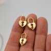 10 Heart lock metal Charms Pendant, Gold