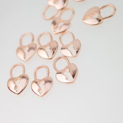 10 Heart lock Charms Pendant Rose Gold