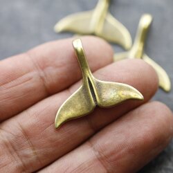 10 Whale Tail Charms Pendant, Antique Bronze