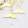 10 Whale Tail Charms Pendant, Matte Gold