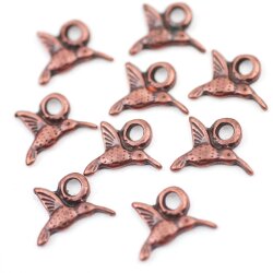 20 Hummingbird Charms Pendant, Antique Copper
