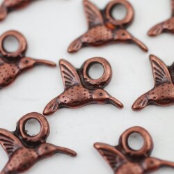 20 Hummingbird Charms Pendant, Antique Copper