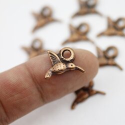 20 Hummingbird Charms Pendant, Antique Copper