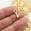 20 Mini Key Charms, Matte Gold