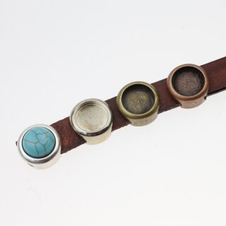 10 Schiebeperlen fr 10 mm Cabochons, Altmessing