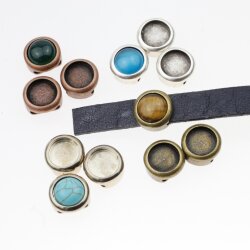 10 Slide Beads for 10 mm Cabochon, Antique Bronze