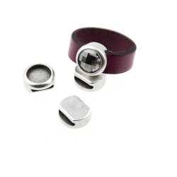 10 Slide Beads for 10 mm Cabochon, Rhodium Plated