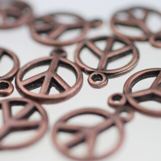 10 Peace Charm Anhnger, Altkupfer