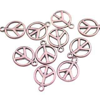 10 Peace Charm Anhnger, Altkupfer