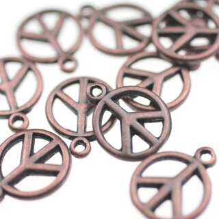 10 Peace Charm Anhnger, Altkupfer