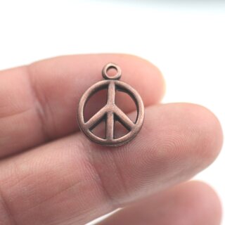10 Peace Charm Anhnger, Altkupfer