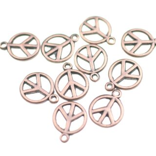 10 Peace Charm Anhnger, Altkupfer