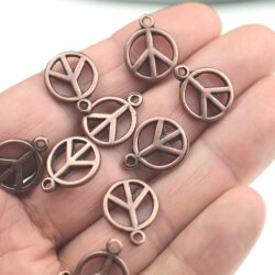 10 Peace Charms Pendant, Antique Copper