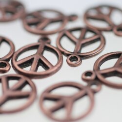 10 Peace Charms Pendant, Antique Copper