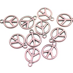 10 Peace Charms Pendant, Antique Copper