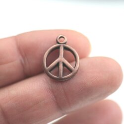 10 Peace Charms Pendant, Antique Copper