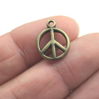 10 Peace Charm Anhnger, Altmessing