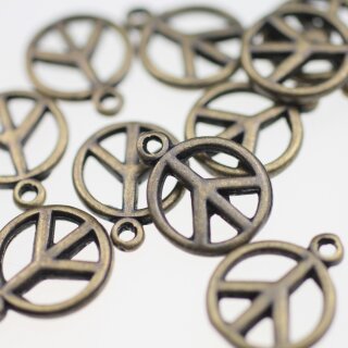 10 Peace Charm Anhnger, Altmessing