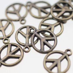 10 Peace Charms Pendant, Antique Bronze