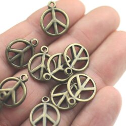 10 Peace Charms Pendant, Antique Bronze