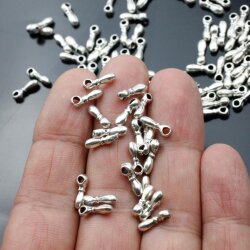 50 Anhänger Charm Tropfen Altsilber